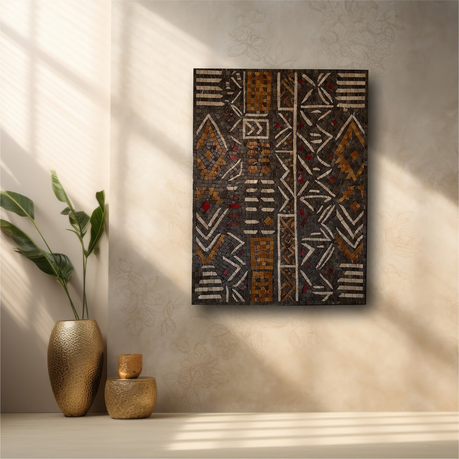 Desert Matrix – Premium Stone Mosaic Abstract Wall Art for Antique Home Decor
